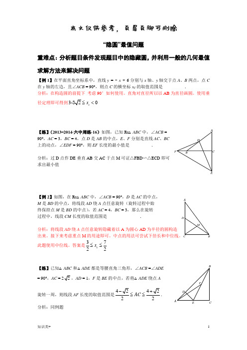 “隐圆”最值问题习题(学习资料)