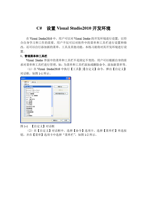 C#  设置Visual Studio2010开发环境