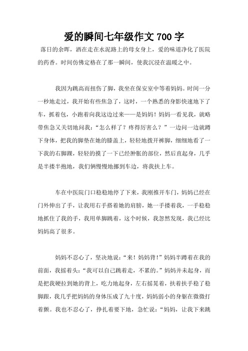 爱的瞬间七年级作文700字