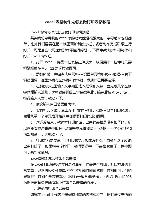 excel表格制作完怎么做打印表格教程