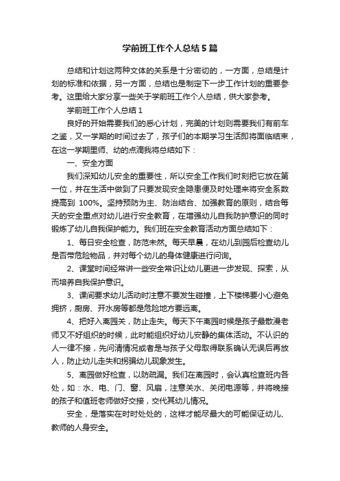 学前班工作个人总结5篇