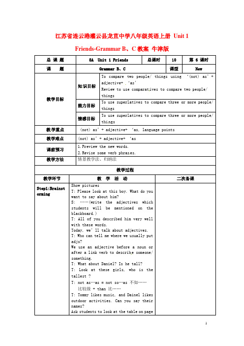 江苏省连云港灌云县龙苴中学八年级英语上册 Unit 1 Fr