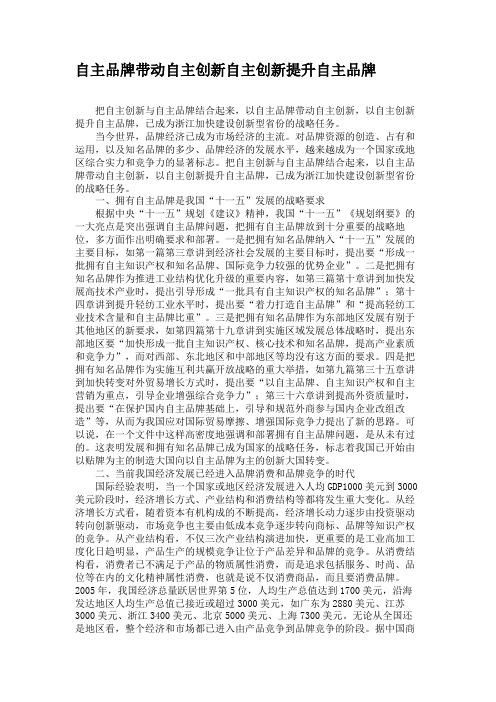 自主品牌带动自主创新自主创新提升自主品牌资料