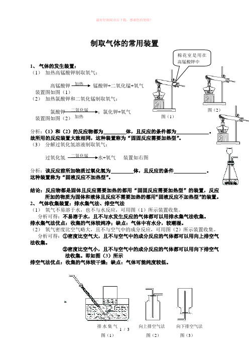 制取气体的常用装置