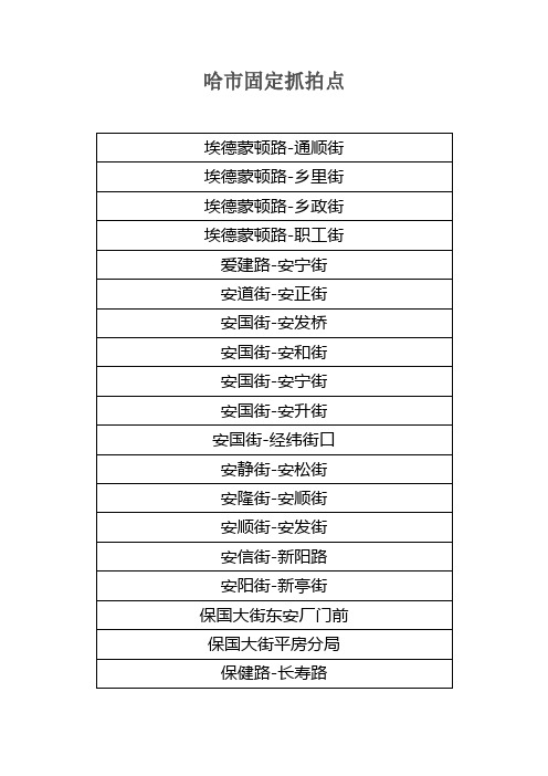 哈尔滨市电子眼固定抓拍点