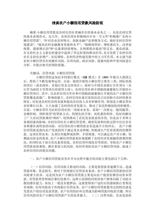 浅谈农户小额信用贷款风险防范