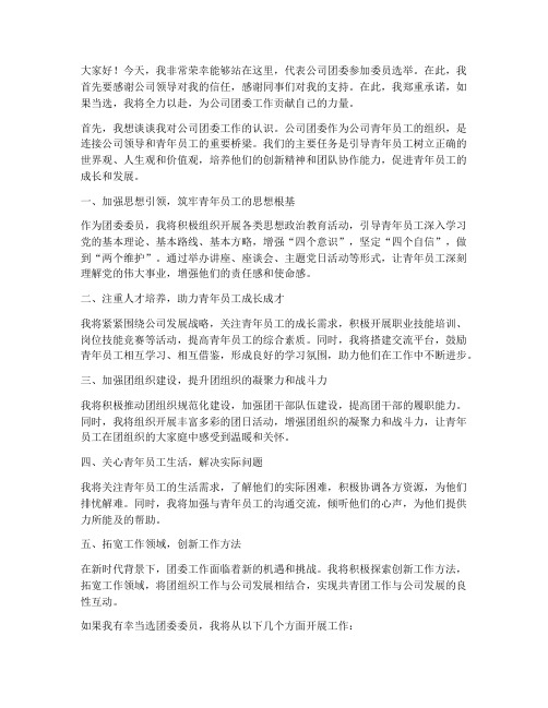 公司团委委员选举发言稿