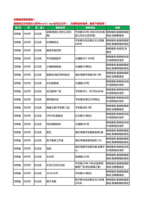 2020新版甘肃省兰州市红古区服装工商企业公司商家名录名单黄页联系方式大全83家