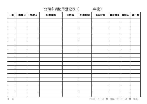 公司用车登记表