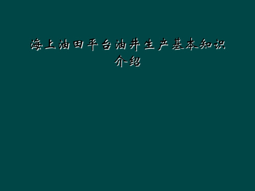 海上油田平台油井生产基本知识介绍