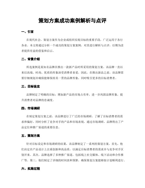 策划方案成功案例解析与点评