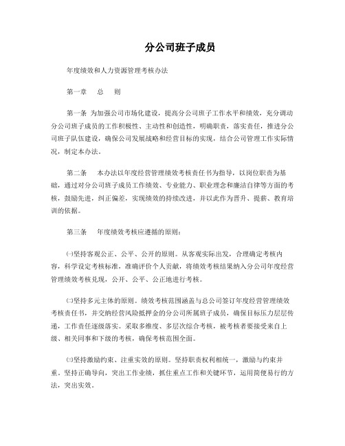 分公司班子成员度绩效考核办法DOC