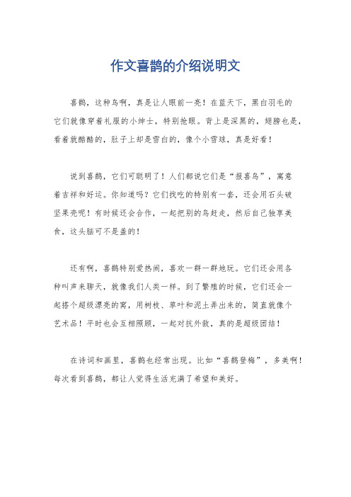 作文喜鹊的介绍说明文