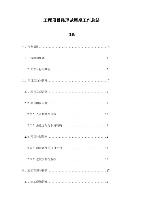 工程项目经理试用期工作总结