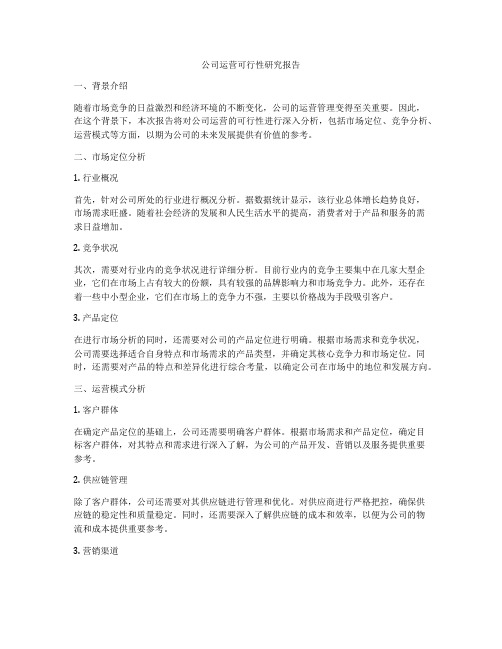 公司运营可行性研究报告