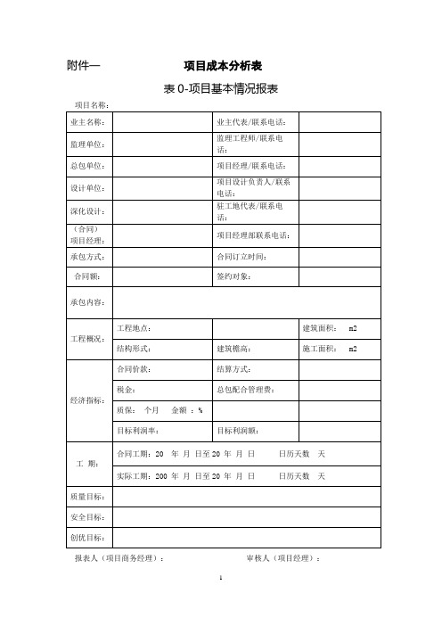 成本报表(月报)