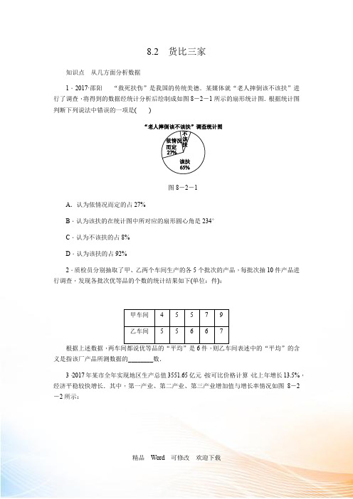 苏科版九年级数学下册《8.2货比三家》同步练习(含答案)