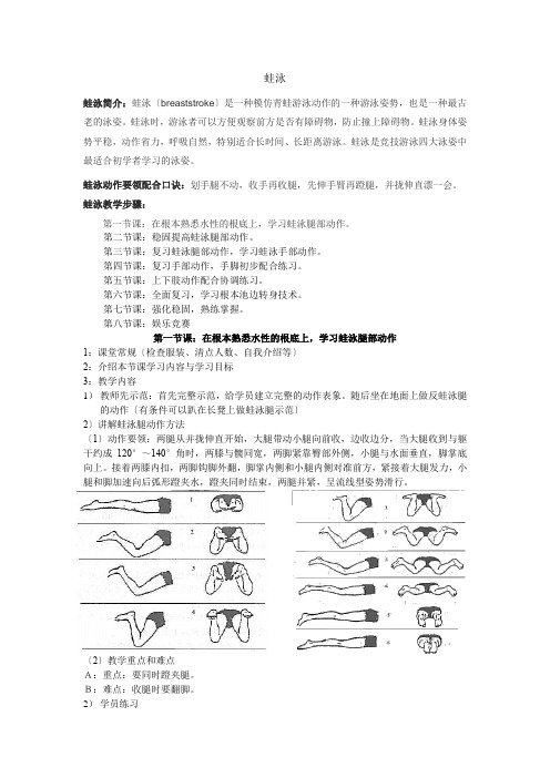 蛙泳教学计划8节课