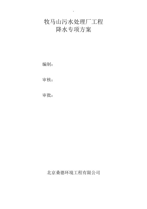 管井井点降水施工组织计划