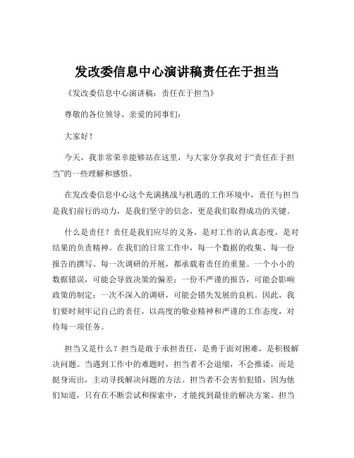 发改委信息中心演讲稿责任在于担当