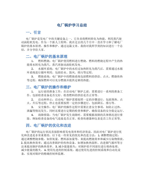 电厂锅炉学习总结