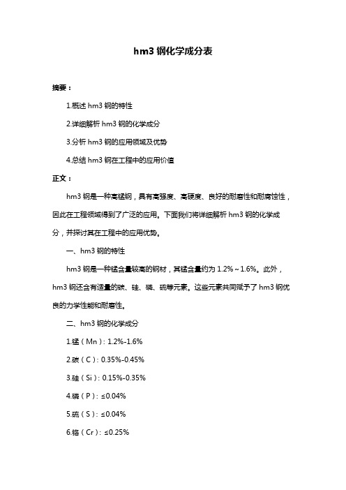 hm3钢化学成分表