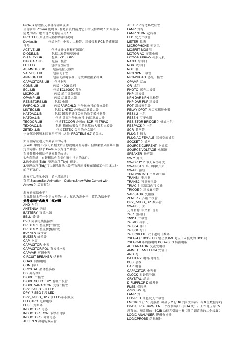 Proteus原理图元器件库详细说明