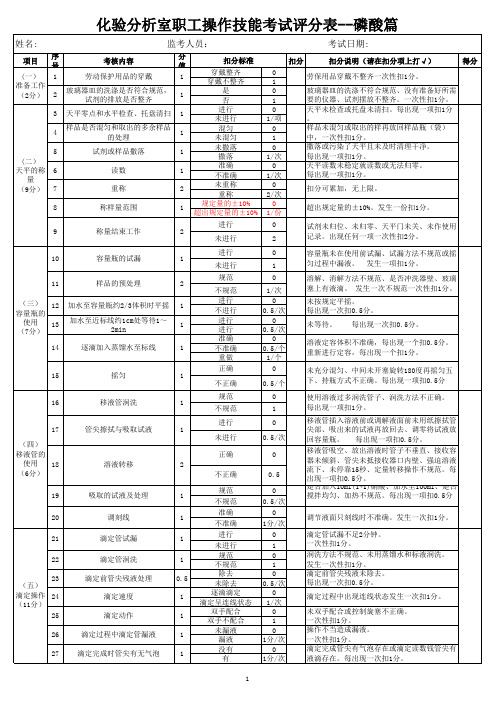 操作技能考试评分表