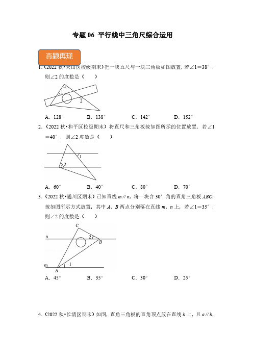 专题06 平行线中三角尺综合运用(原卷版)七年级数学下册《高分突破-培优新方法》(北师大版)