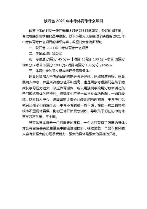 陕西省2021年中考体育考什么项目