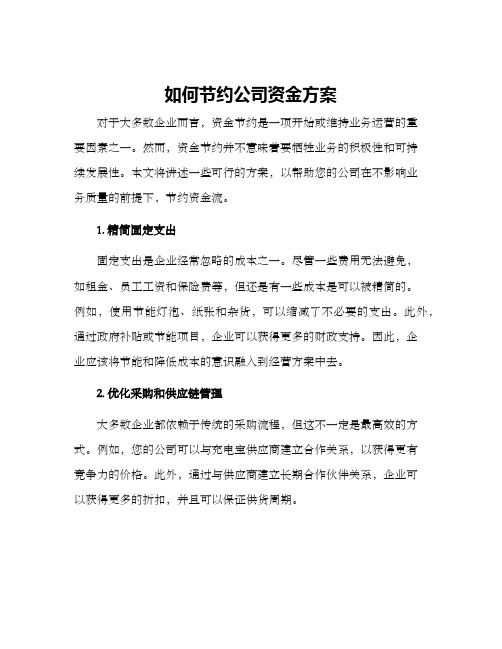 如何节约公司资金方案