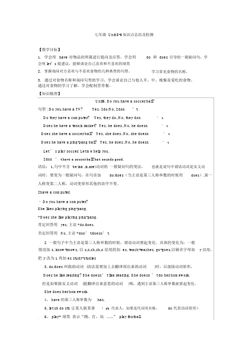 人教版七年级英语上册unit5-6知识点总结