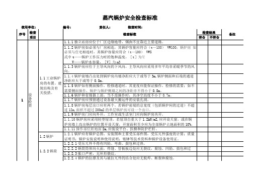 蒸汽锅炉安全检查标准