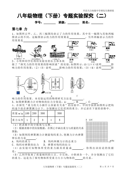 2012新人教版——八年级物理(下册)专题实验探究(二)