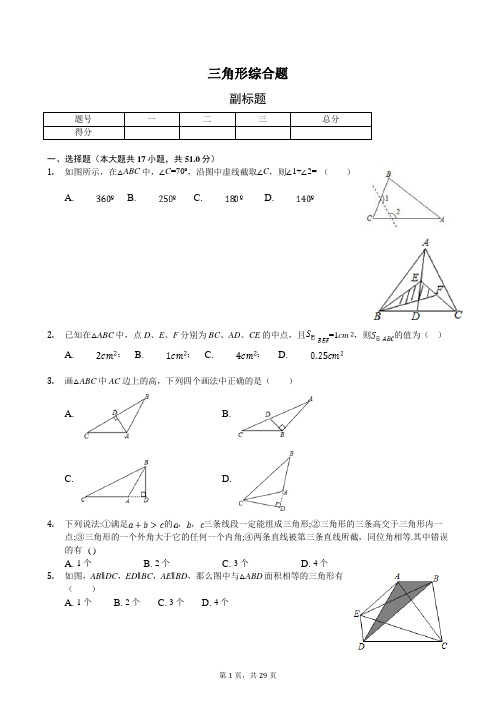 2019年中考数学复习专题三角形综合题