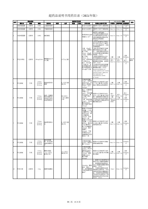 《超药品说明书用药目录(2021年版)》