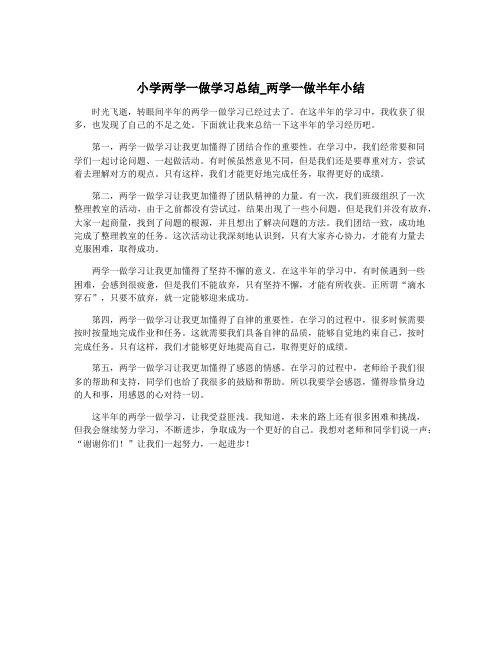 小学两学一做学习总结_两学一做半年小结