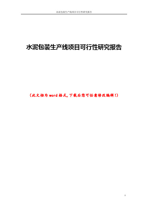 水泥包装生产线项目可行性研究报告