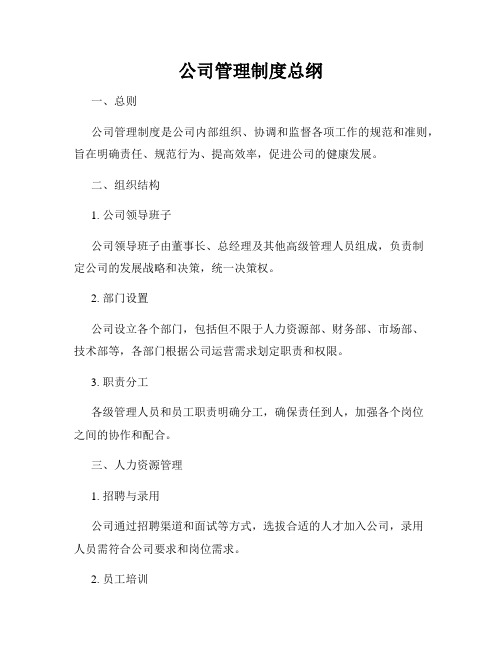 公司管理制度总纲