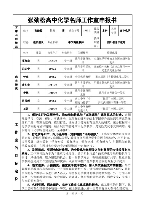 名师工作室申报书