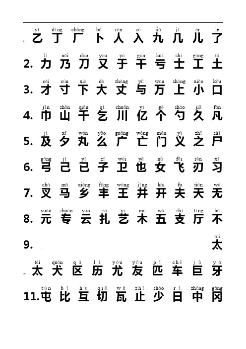 小学生必会2500个常用汉字(带拼音)