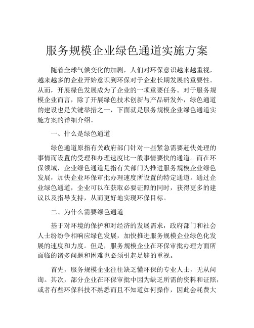 服务规模企业绿色通道实施方案