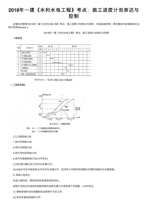 2018年一建《水利水电工程》考点：施工进度计划表达与控制