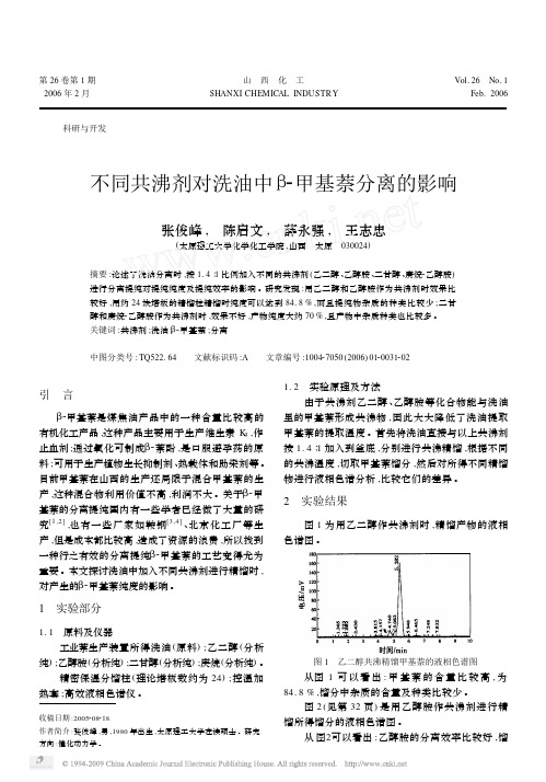 不同共沸剂对洗油中_甲基萘分离的影响