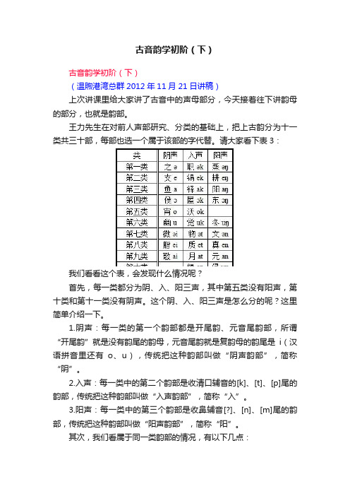 古音韵学初阶（下）