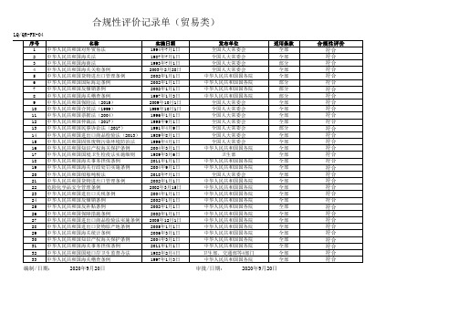 合规性评价记录单(贸易类)