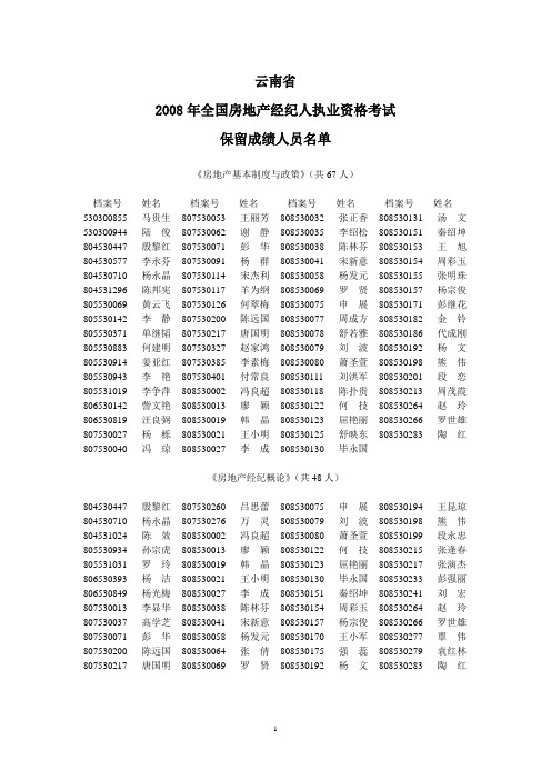 2008年全国房地产经纪人执业资格考试