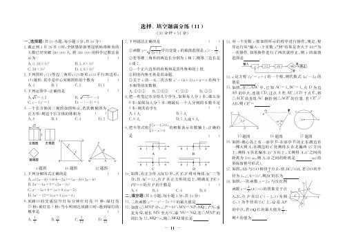 【世纪金榜】数学初三考前专项提分练选择、填空题满分11