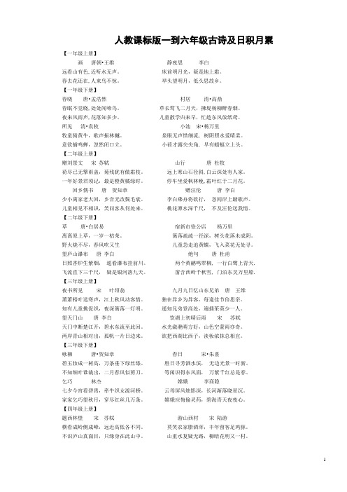 [小学语文总复习]人教版一至六年级古诗词及日积月累