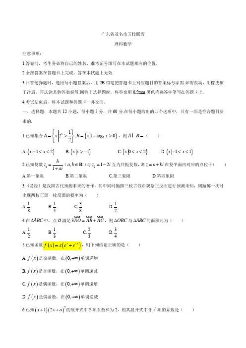 广东省茂名市五校联盟2019届高三下学期五校联考理科数学试题